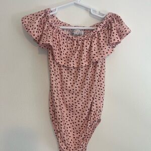 Bailey's Blossom  Pink Ruffled Heart Bodysuit
